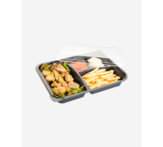 165.83 Recipienti take away eco  24,2x18,2x4,5 cm nero pp (400PZ) COPERCHIO INCLUSO