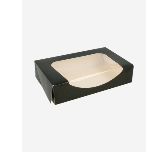 223.47 Contenitori sushi+finestra  275 g/m2 17,5x12x4,5 cm nero cartone (400PZ)